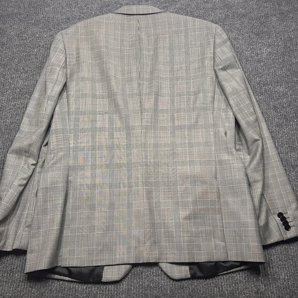 Express Producer Modern Fit Jacket Blazer Mens 44 Regular Slim Plaid Check Grey - Picture 10 of 12